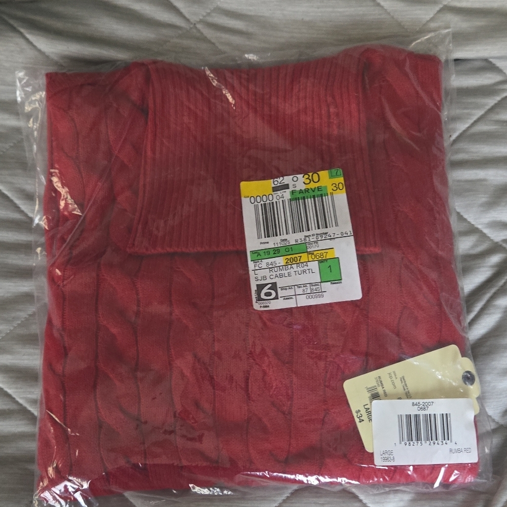St. John’s Bay Red Cable Knit Turtleneck Sweater